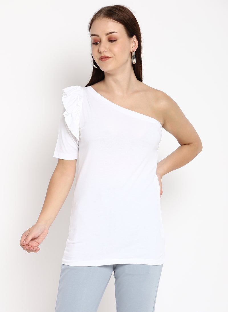 Aila One Shoulder Top White  - Image 1
