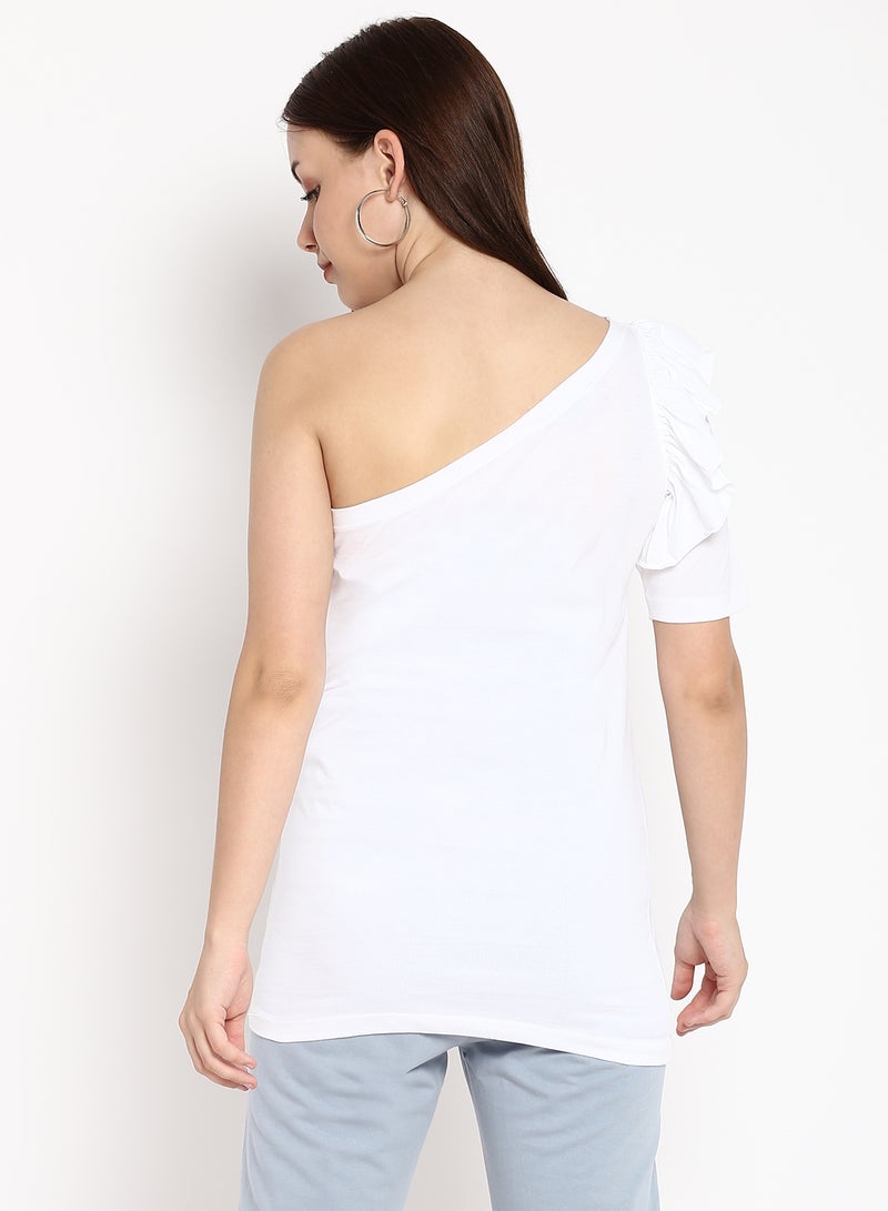 Aila One Shoulder Top White  - Image 2