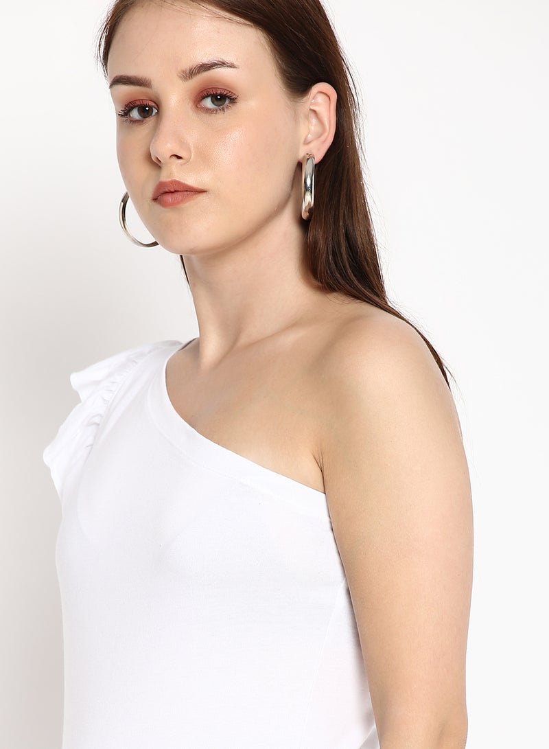 Aila One Shoulder Top White  - Image 4