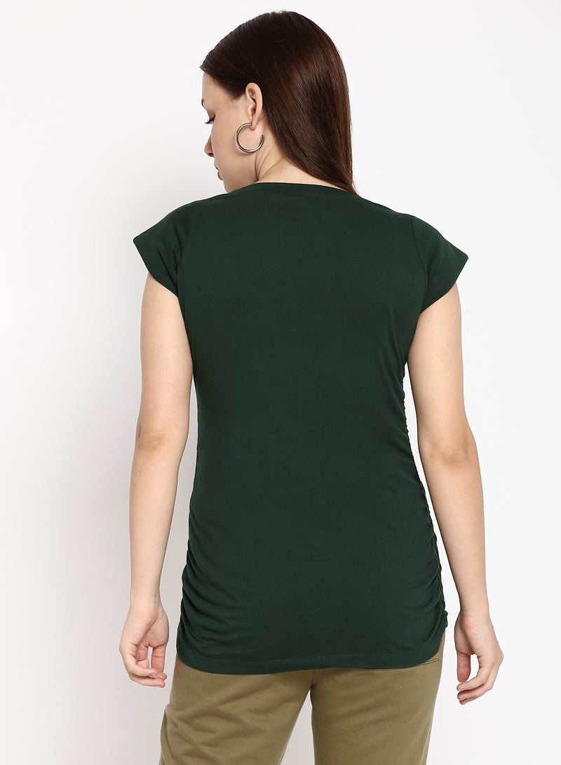 Aila Solid Cotton Jersey T-Shirt Green  - Image 2