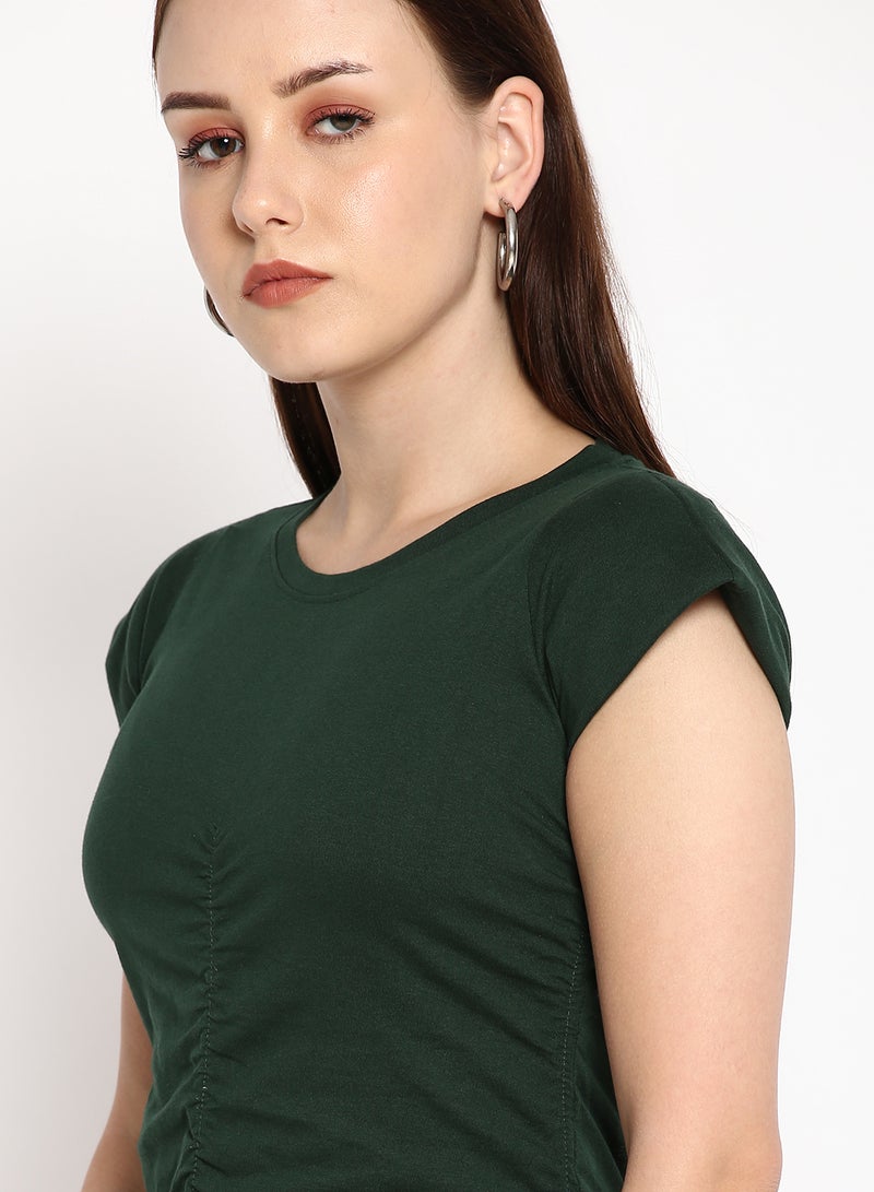 Aila Solid Cotton Jersey T-Shirt Green  - Image 4