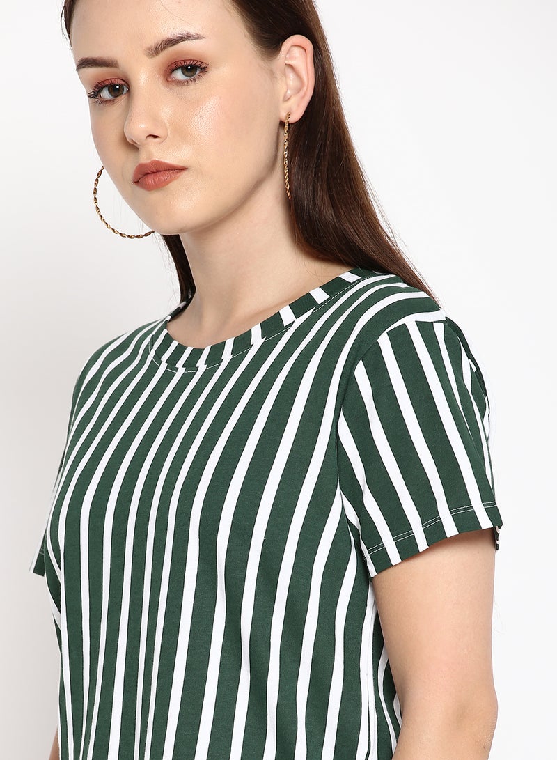 Aila Striped Cotton Jersey T-Shirt Green  - Image 4