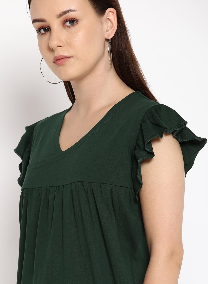 Aila Solid Cotton Jersey T-Shirt Green  - Image 4