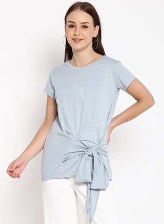 Knot Detail T-Shirt Blue - v1639556924/N47997545V_1