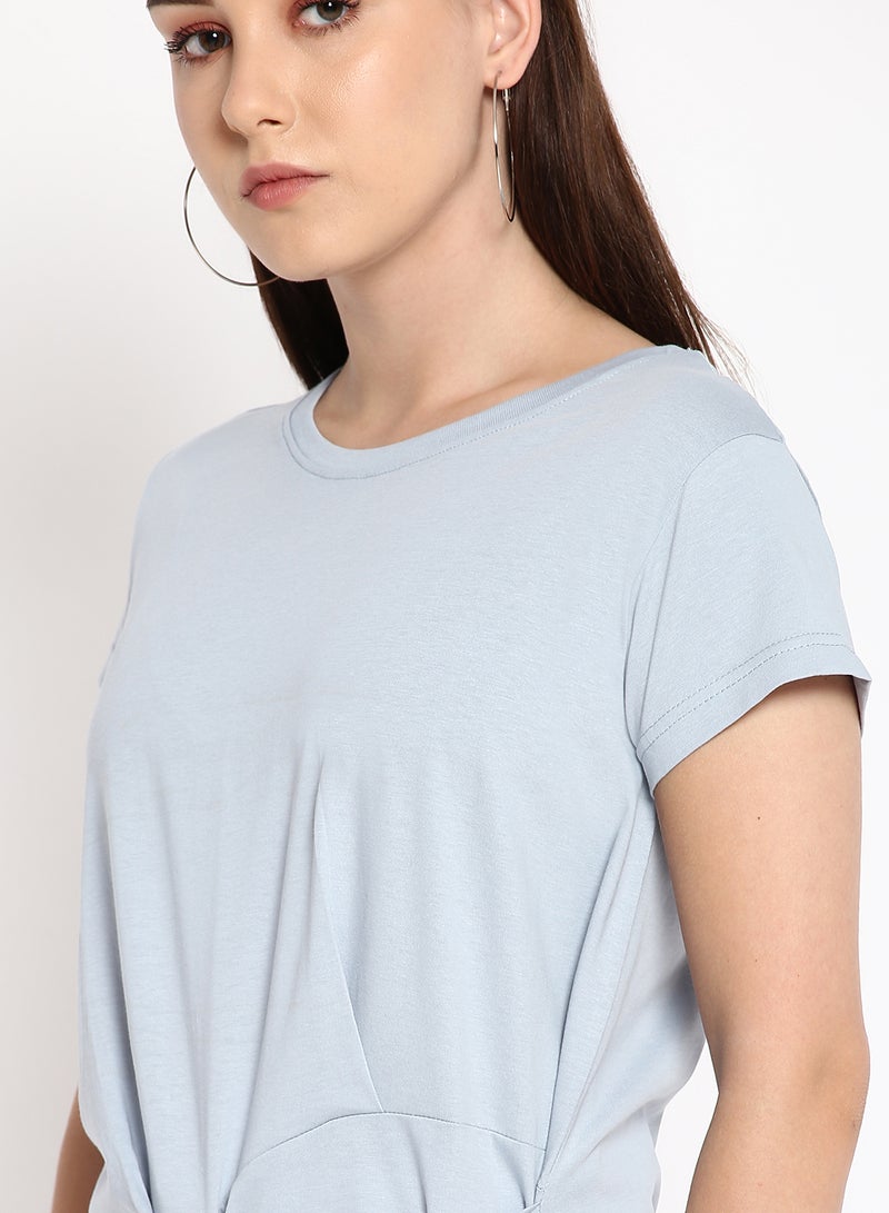 Aila Knot Detail T-Shirt Blue  - Image 4