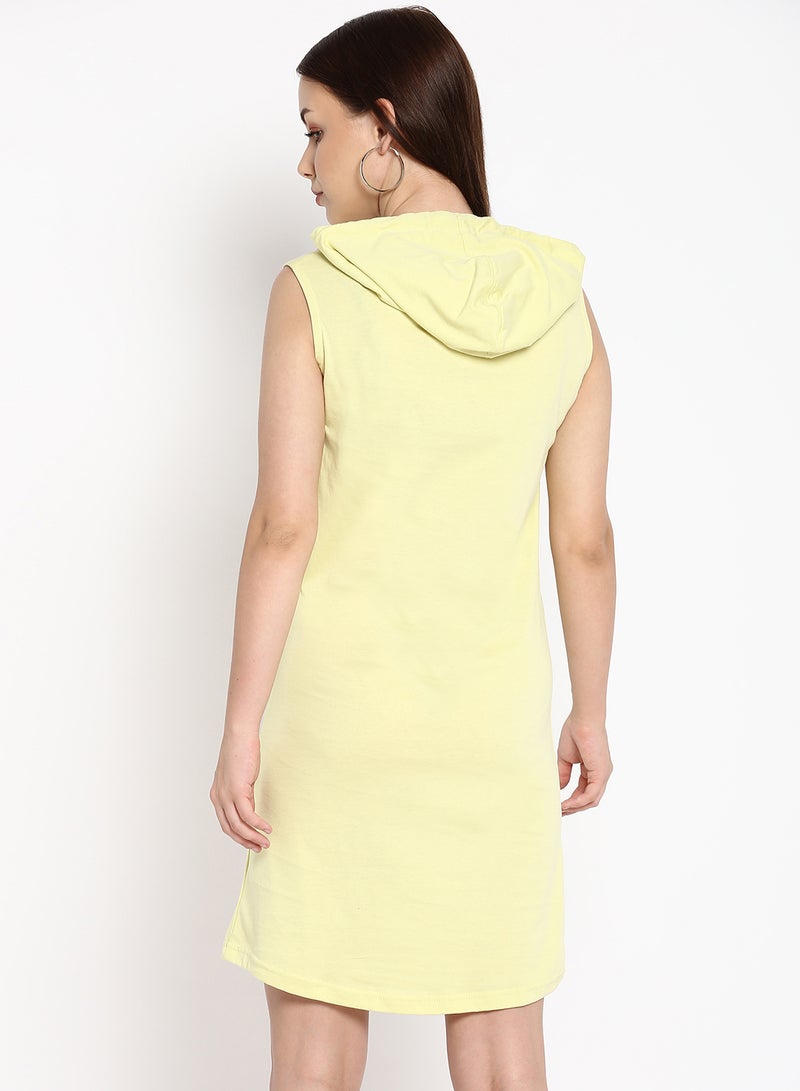 Aila - Drawstring Sleeveless Hooded Dress Yellow - Image 1