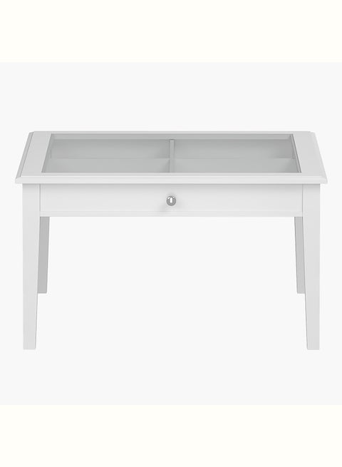 Lawrence Square Coffee Table With Engineered Wood Top Engineered Wood Legs Lacquered Finish With Storage For Living Room White 90x51x51cm