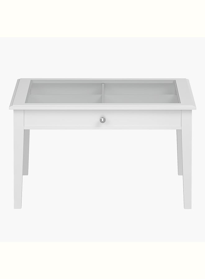 Lawrence Square Coffee Table With Engineered Wood Top Engineered Wood Legs Lacquered Finish With Storage For Living Room White 90x51x51cm