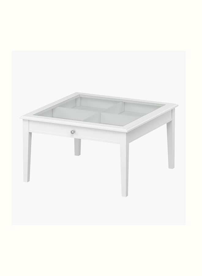 Lawrence Square Coffee Table With Engineered Wood Top Engineered Wood Legs Lacquered Finish With Storage For Living Room White 90x51x51cm