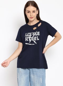 Women's Regular Fit T-Shirt Navy Blue - v1639557028/N48089313V_1