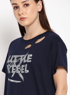 Women's Regular Fit T-Shirt Navy Blue - v1639557029/N48089313V_4