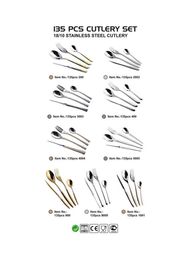 ديسيني طقم أدوات مائدة من الإستانلس ستيل مكون من 135 قطعة فضّي - Image 4