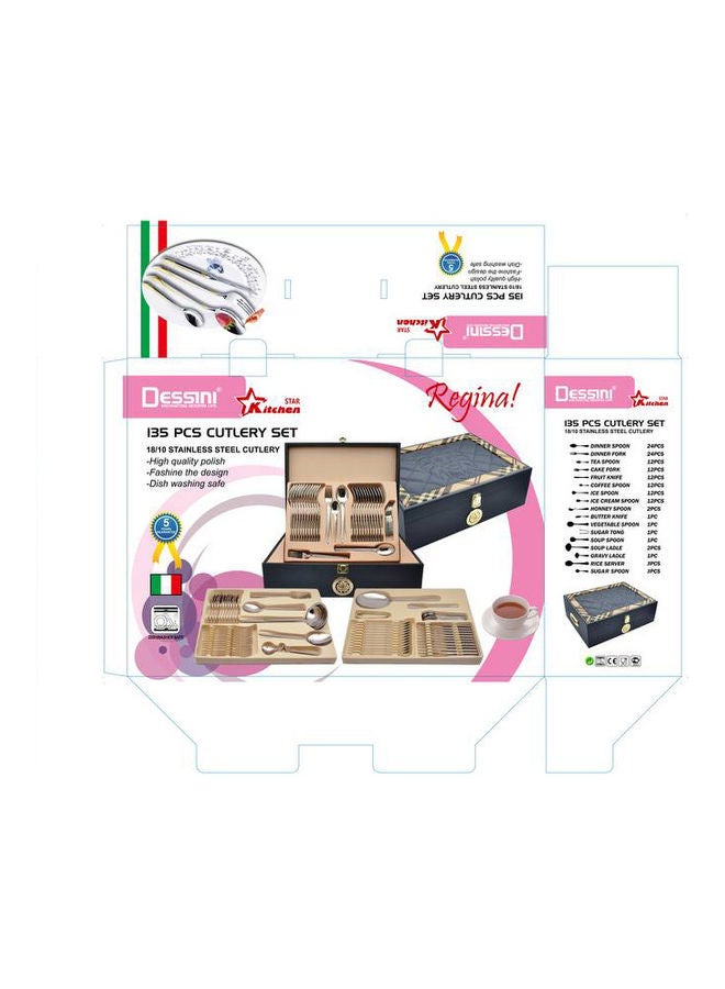 ديسيني طقم أدوات مائدة من الإستانلس ستيل مكون من 135 قطعة فضّي - Image 3