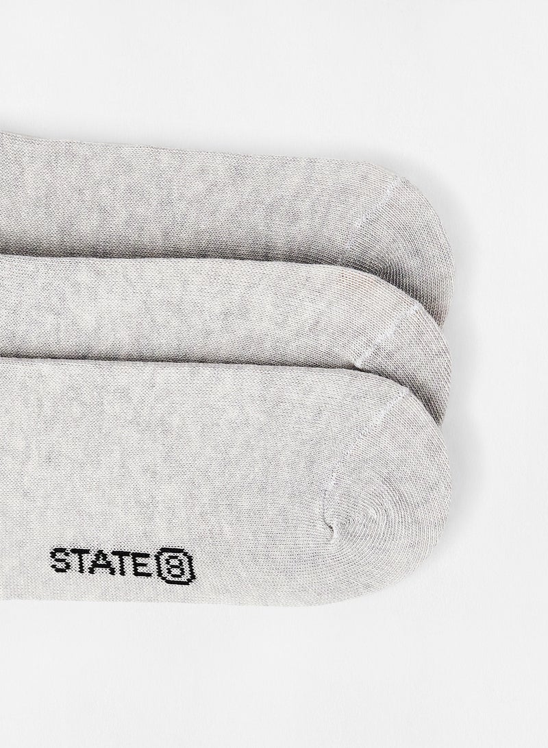 Contrast Ankle Socks (Pack of 3) Grey