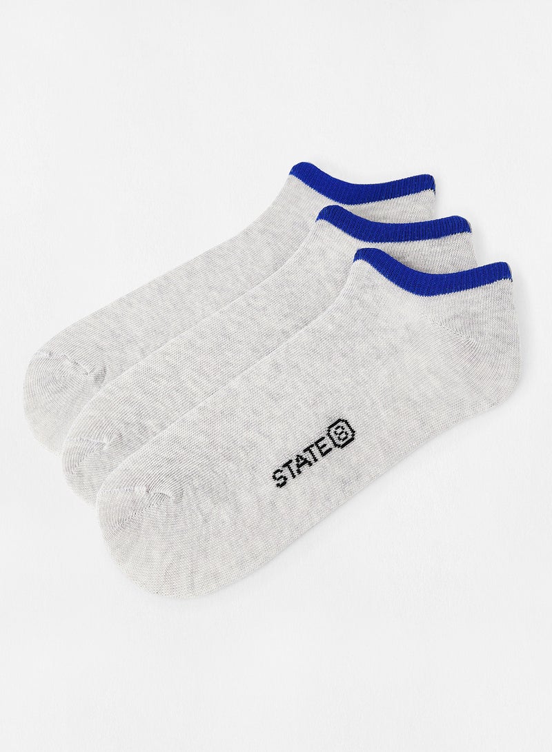 Contrast Ankle Socks (Pack of 3) Grey