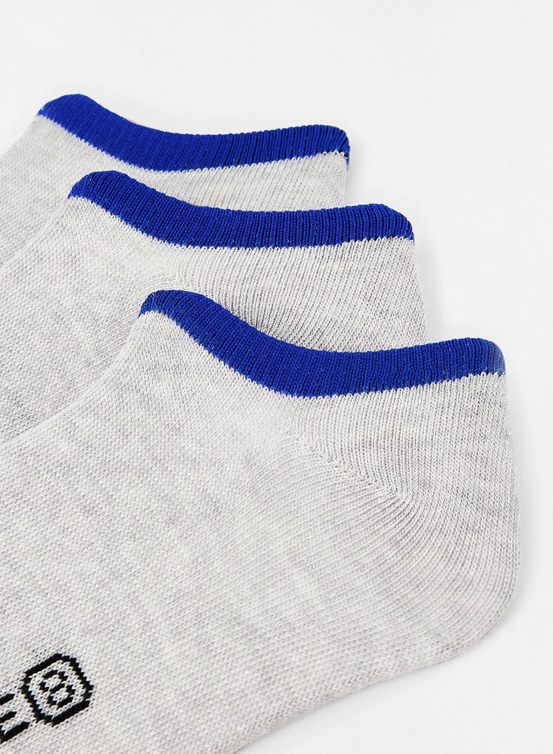 Contrast Ankle Socks (Pack of 3) Grey