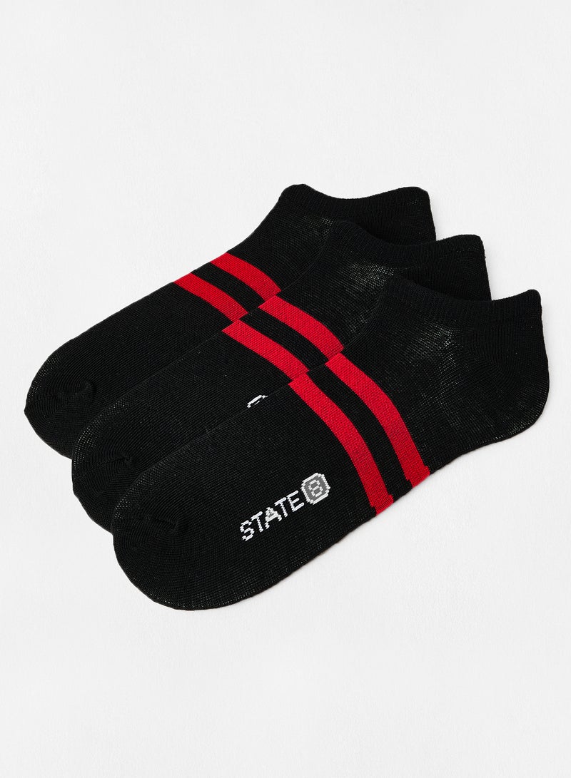ستايت 8 جوارب بطول الكاحل متباينة اللون (مجموعة من 3 أزواج) أسود/أحمر - Image 1