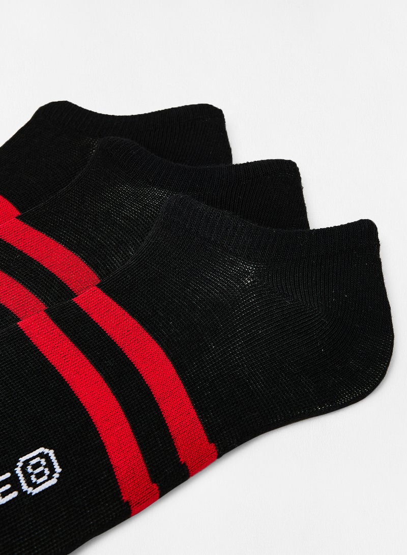 ستايت 8 جوارب بطول الكاحل متباينة اللون (مجموعة من 3 أزواج) أسود/أحمر - Image 2