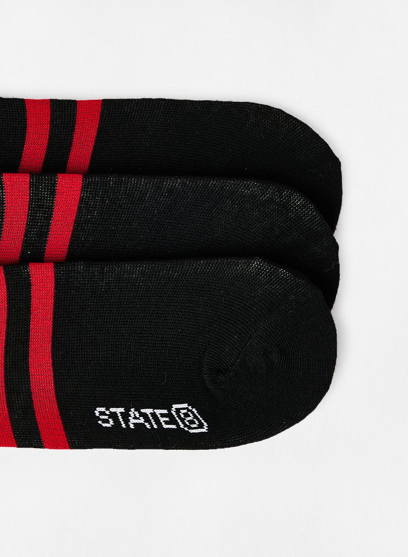 ستايت 8 جوارب بطول الكاحل متباينة اللون (مجموعة من 3 أزواج) أسود/أحمر - Image 3