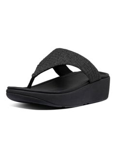 Imogen Basket Weave Toe Thongs Slip-On Wedge Sandals Black - v1639566454/N39954439V_1