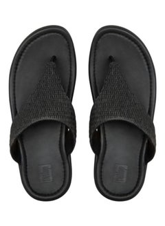 Imogen Basket Weave Toe Thongs Slip-On Wedge Sandals Black - v1639566454/N39954439V_3