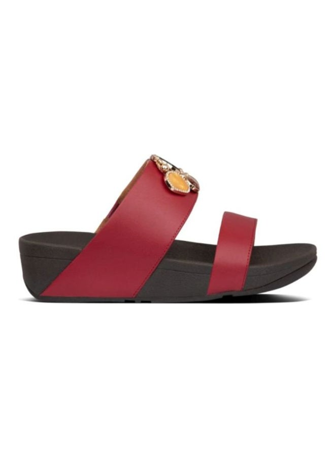 FitFlop - Rosa Cluster Slip-On Wedge Sandals Maroon - Image 1