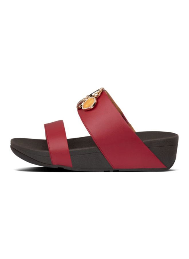 FitFlop - Rosa Cluster Slip-On Wedge Sandals Maroon - Image 1