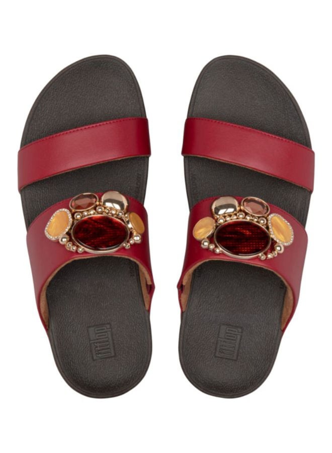 FitFlop - Rosa Cluster Slip-On Wedge Sandals Maroon - Image 1