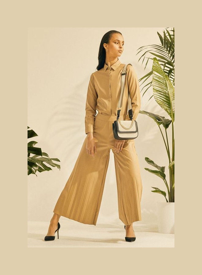 RINA Leather Feeling  Pants Camel - Image 1