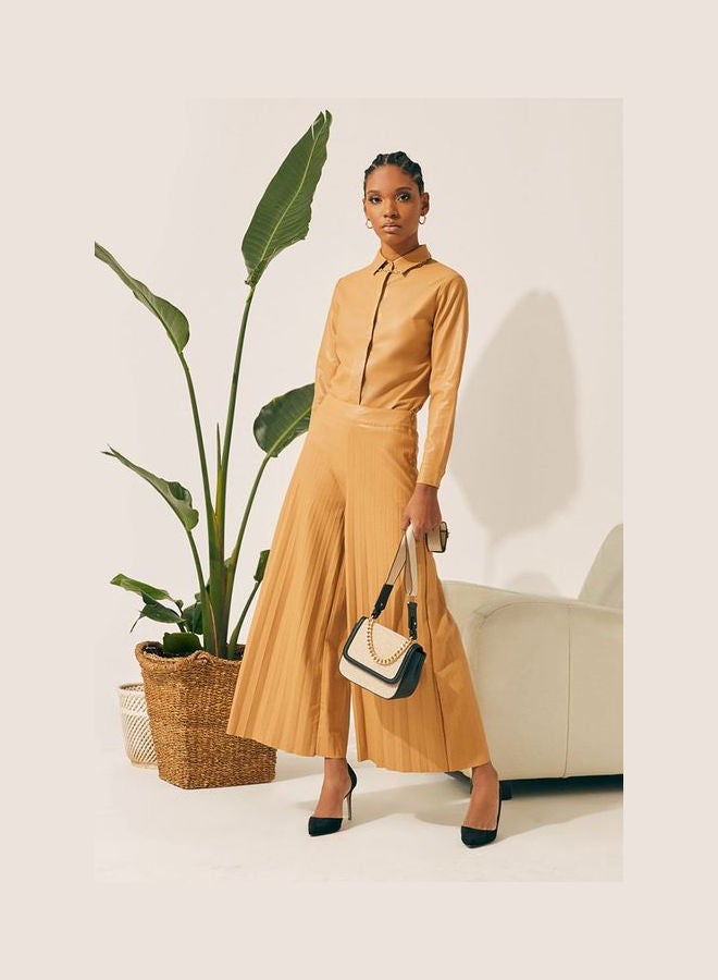 RINA Leather Feeling  Pants Camel - Image 2