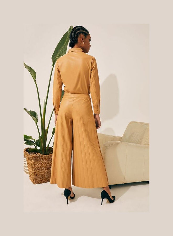 RINA Leather Feeling  Pants Camel - Image 4