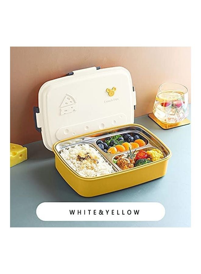 3-Compartments Removable Lunch Box White/Yellow 570grams - Image 2