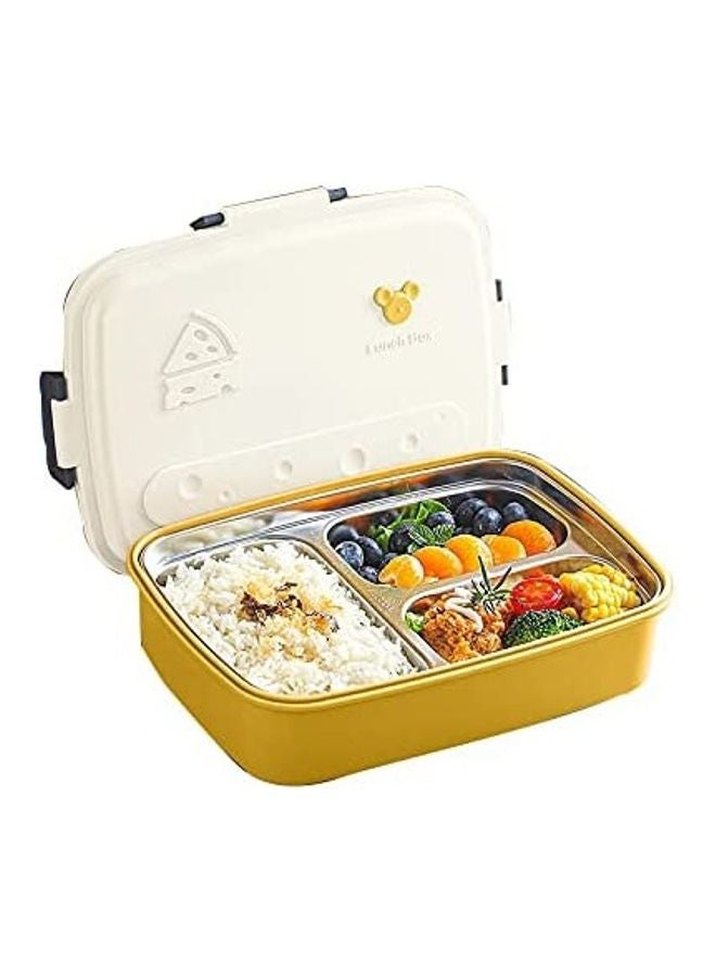 3-Compartments Removable Lunch Box White/Yellow 570grams - Image 1