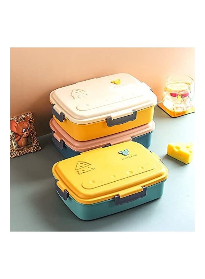 3-Compartments Removable Lunch Box White/Yellow 570grams - Image 3