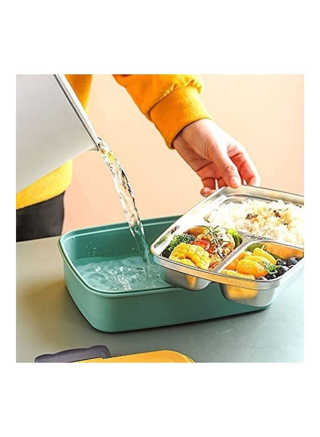 3-Compartments Removable Lunch Box White/Yellow 570grams - Image 5