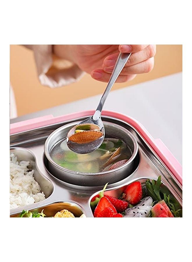4-Compartments Portable Lunch Box With Spoon And Chopsticks Pink 740grams  - Image 4