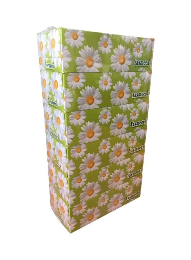 Yasmeen 2-Ply Extra Soft Facial Tissue, 6 Boxes X 150 Sheets White 24x12x44cm  - Image 2