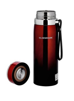 Olsenmark Vacuum Bottle Maroon/Silver 600ml  - Image 2