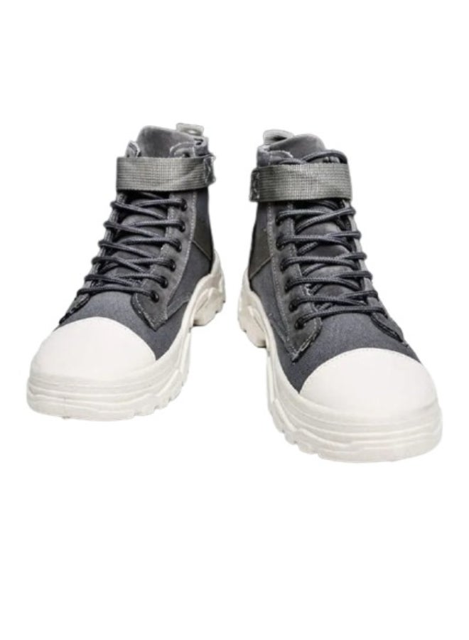 Beauenty Autumn Korean Fashion High Top Martin Boots Grey  - Image 1