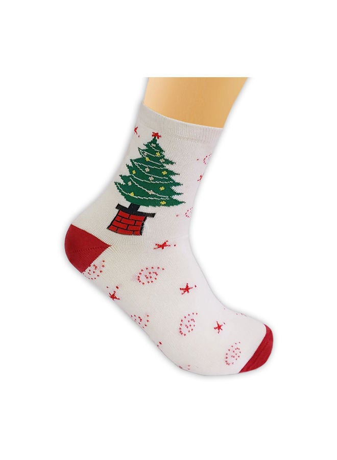 Maestro Cotton Colour Blocked Christmas Socks White  - Image 1