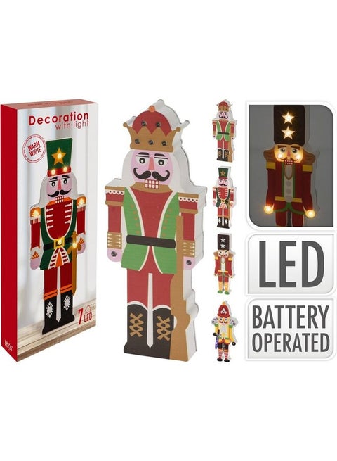 1-Piece Assorted Christmas Nutcracker With LED Multicolor 23cm