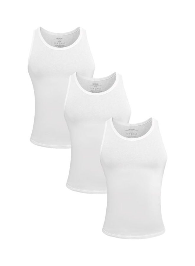 Generic - Comfortzone Round Neck Vest Pack Of 3 Undershirt Tank Top Plain White - Image 1