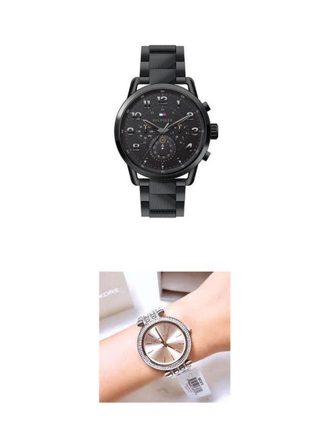 men Analog Quartz Wrist Watch 1791423 And Women's Analog Watch Mk3218 Set