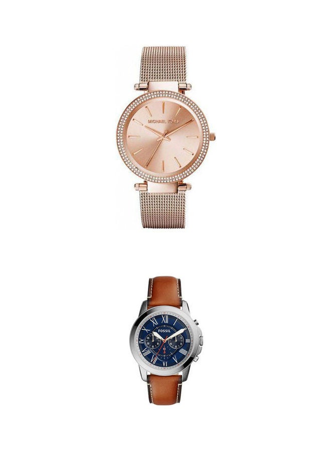 Michael Kors - women Darci Round Stainless Steel Watch And Grant Analog Watch Fs5210 Set - Image 1