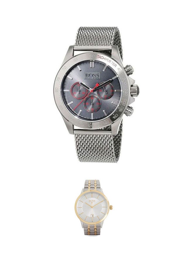Men's Ikon Chronograph Watch 1513443 With Men's Officer Analog Wrist Watch 1513687 Set