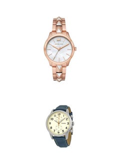 مايكل كورس Women's Round Shape Stainless Steel Analog Wrist Watch Mk6671 And Townsman Water Resistant Chronograph Watch Fs4932 Set 