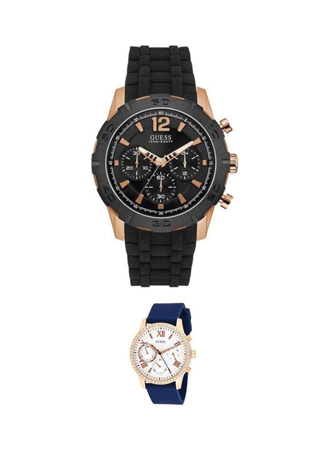 GUESS Men's Water Resistant Silicone Analog Watch W0864G2 With Women'S Water Resistant Analog Watch W1135L3 - Image 1