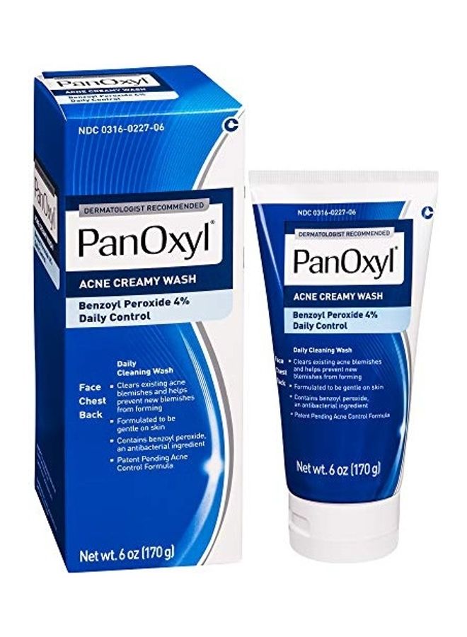 PanOxyl Antimicrobial Acne Creamy Wash, 4% Benzoyl Peroxide, 6 Ounce 7X3X3inch - Image 1