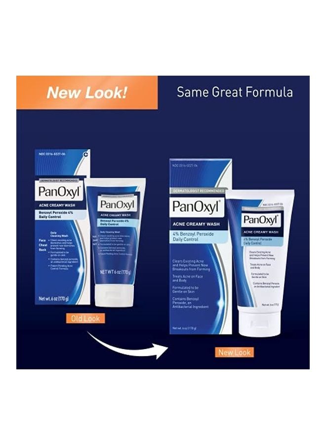 PanOxyl Antimicrobial Acne Creamy Wash, 4% Benzoyl Peroxide, 6 Ounce 7X3X3inch - Image 2