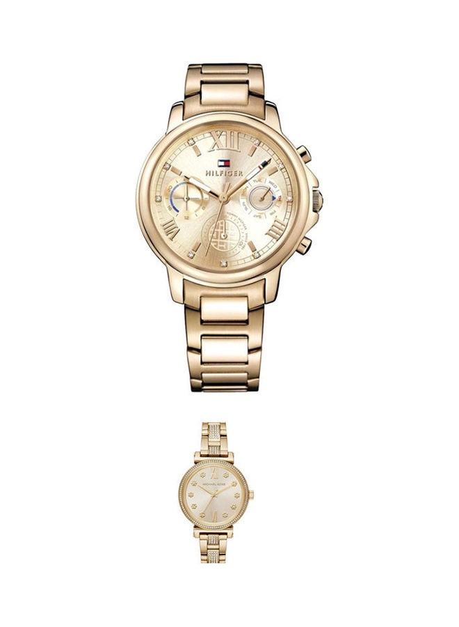 TOMMY HILFIGER - Women's Claudia Round Shape Stainless Steel Analog Wrist Watch 1781743 with Women's Metal Analog Watch MK3881 - Image 1